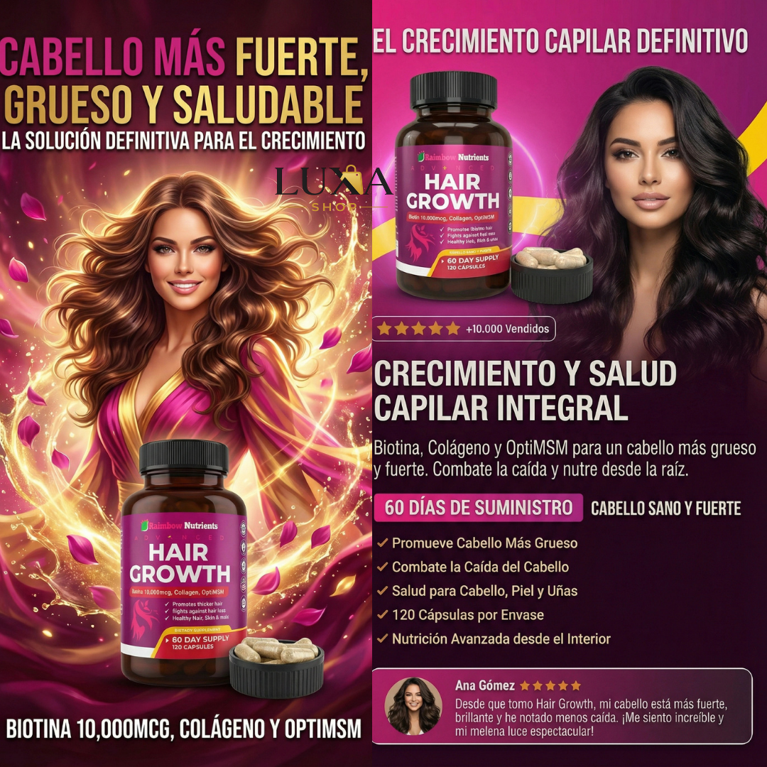 Hair Growth – Más Cabello, Más Fuerza, Menos Caída 💜