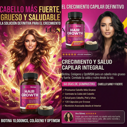 Hair Growth – Más Cabello, Más Fuerza, Menos Caída 💜